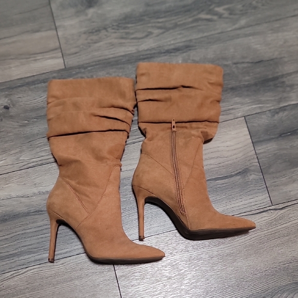 Jessica Simpson Shoes - Women's Tan Suede Pointed-Toe Slouch Heel Boots by Jessica Simpson